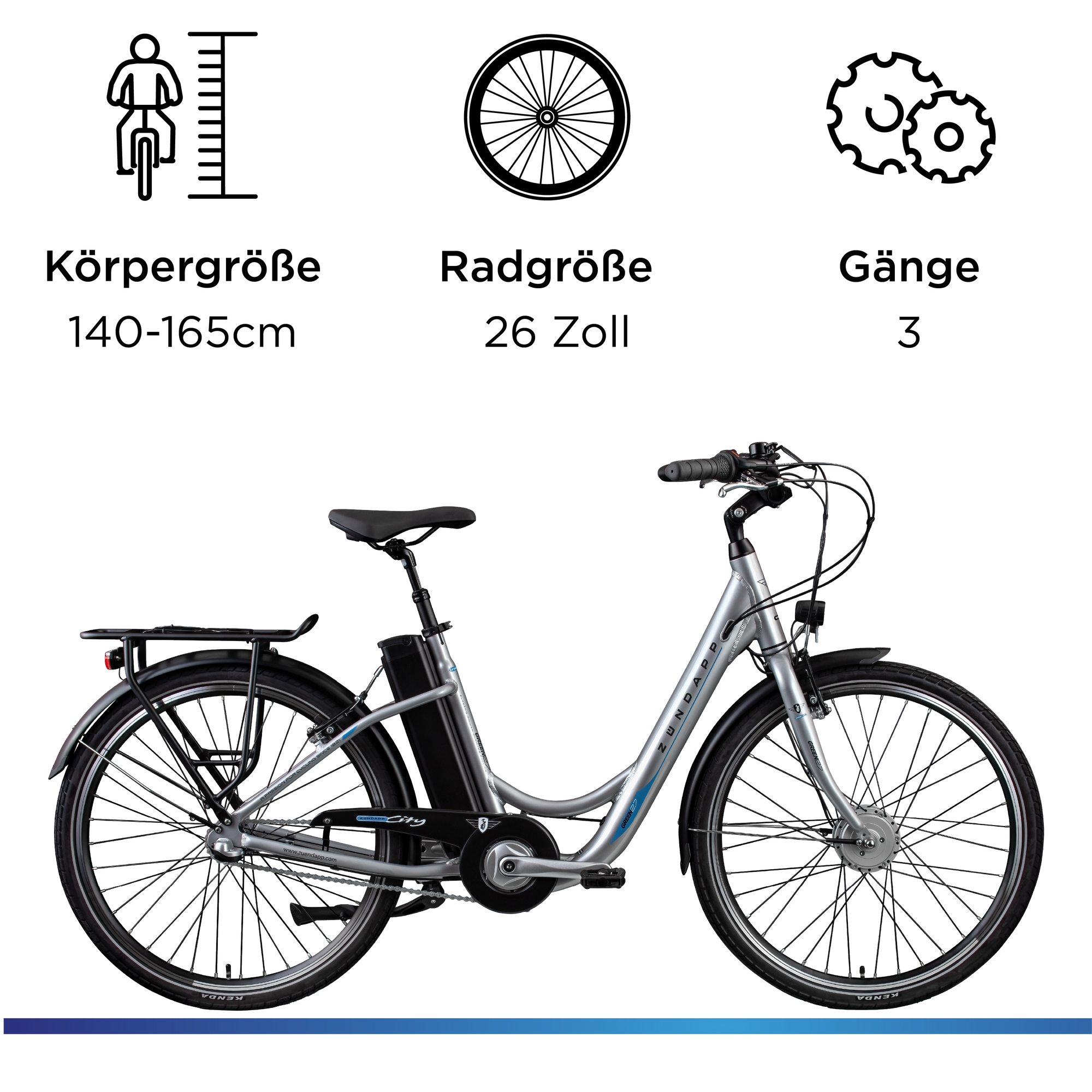 Zndapp Green 2.7 E Bike Damenfahrrad 26 Zoll grau | pentagonsports.de