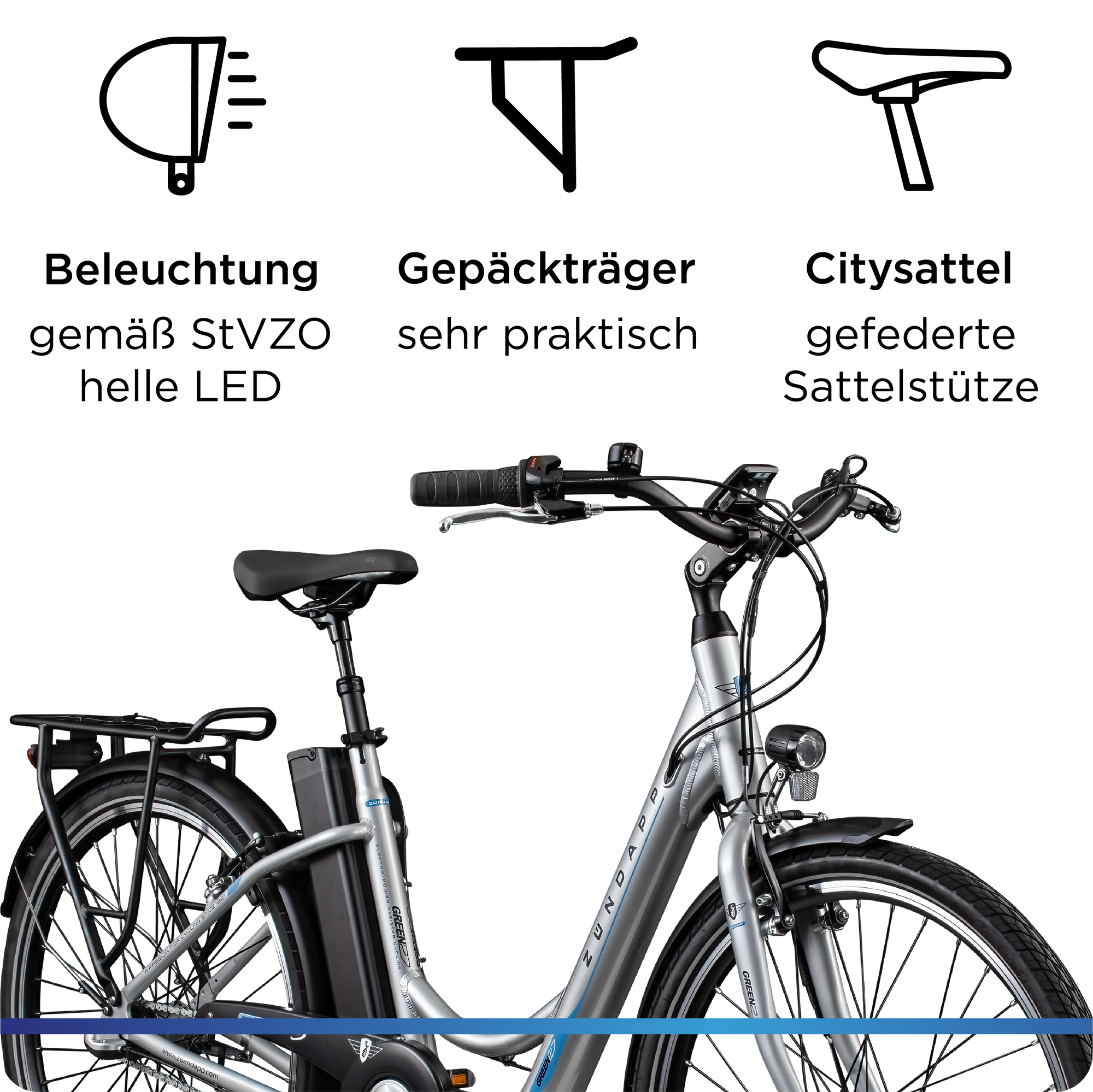 Zndapp Green 2.7 E Bike Damenfahrrad 26 Zoll grau | pentagonsports.de