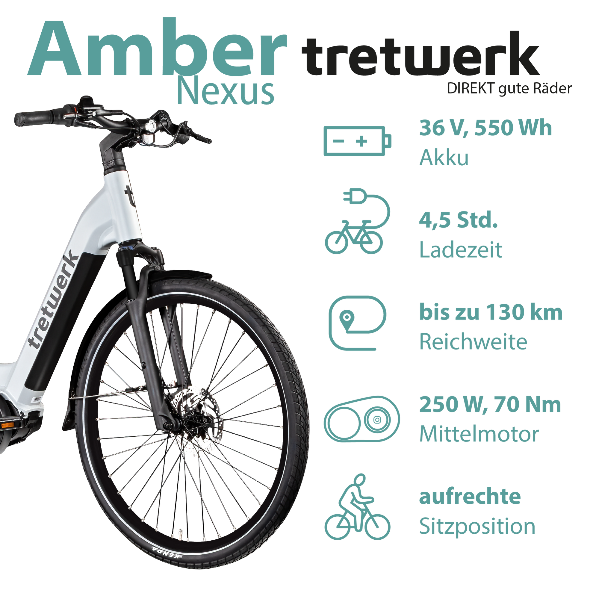 Tretwerk Amber Weiß - 28 Zoll - Tiefeinsteiger