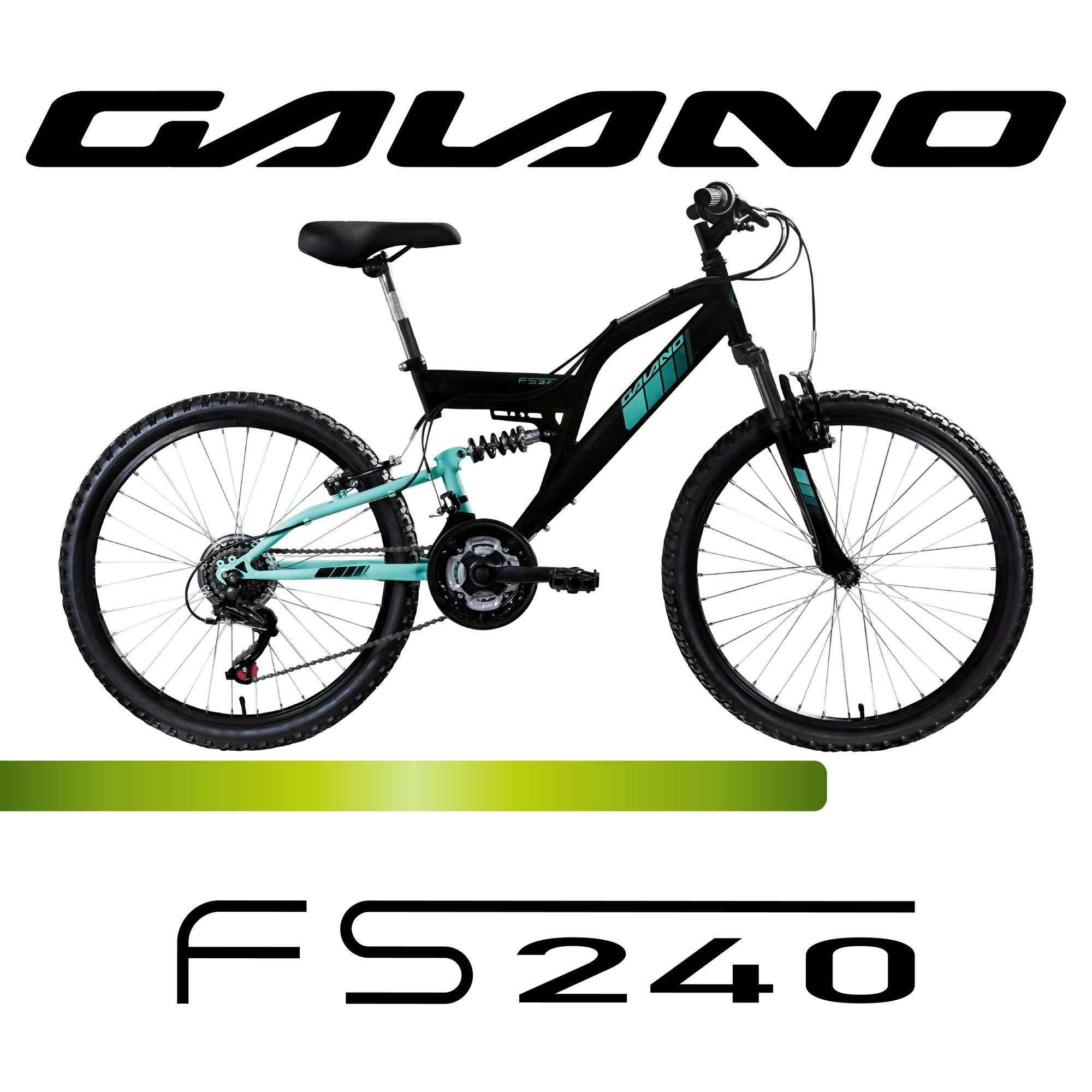 Galano FS240 Jugendfahrrad 24 Zoll Mountainbike ab 8 Jahre 130 - 145 cm 21  Gnge schwarz/trkis | pentagonsports.de