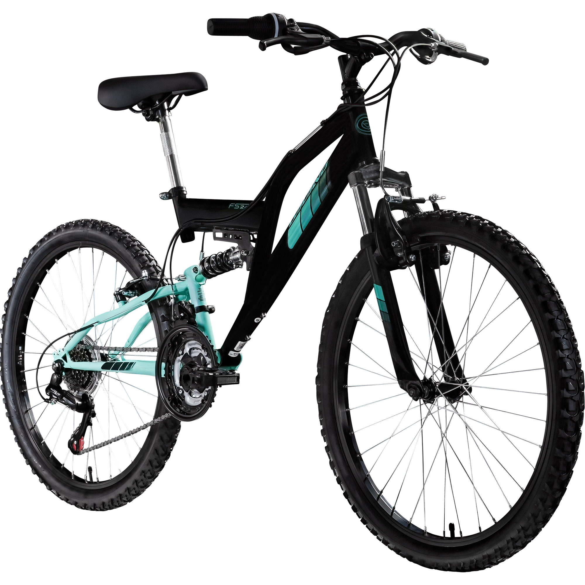 Galano FS240 Jugendfahrrad 24 Zoll Mountainbike ab 8 Jahre 130 - 145 cm 21  Gnge schwarz/trkis | pentagonsports.de