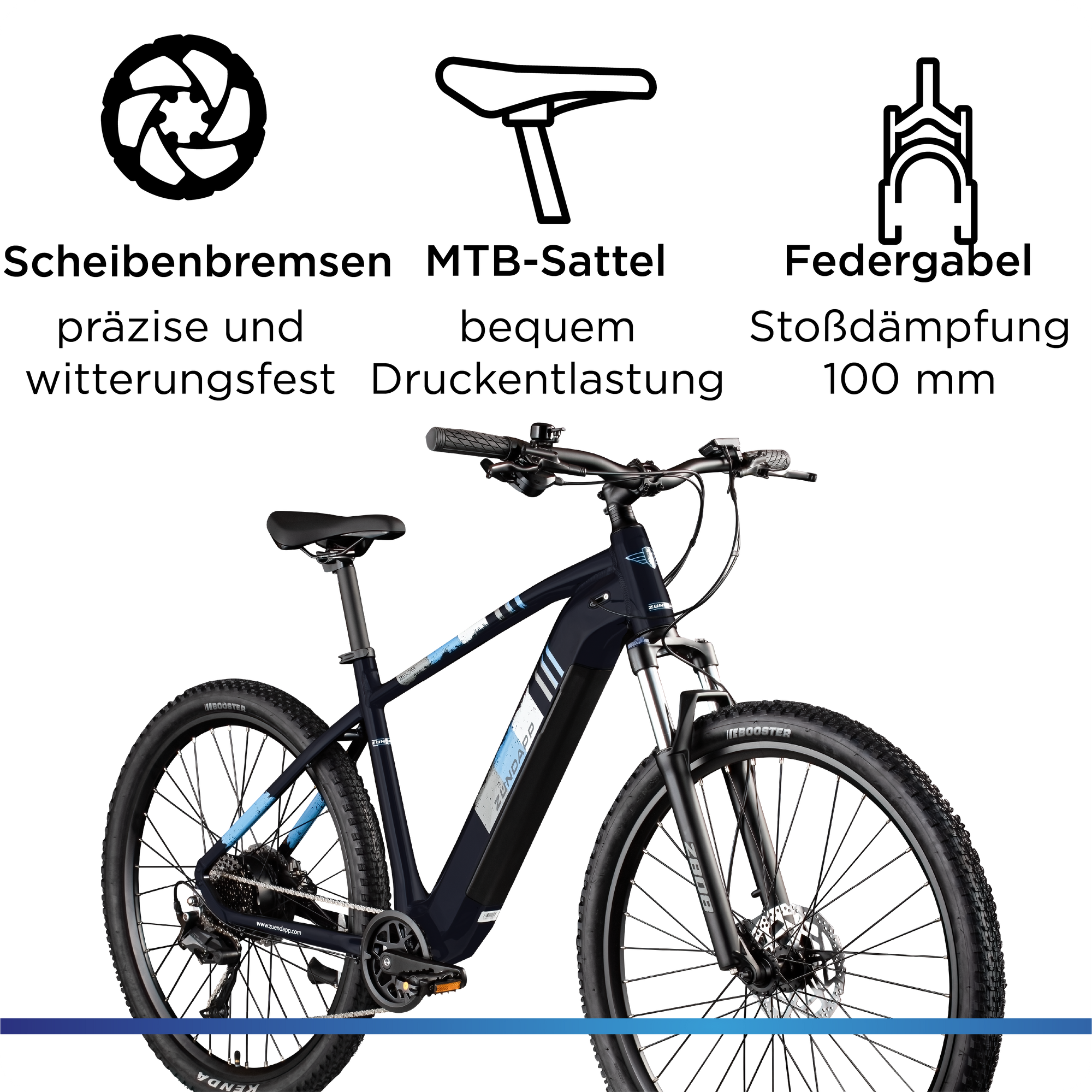 Zndapp Z808 E Bike Mountainbike 29" fr Damen und Herren ab 160 cm Pedelec  10 Gang Elektrofahrrad 540Wh Scheibenbremsen | pentagonsports.de