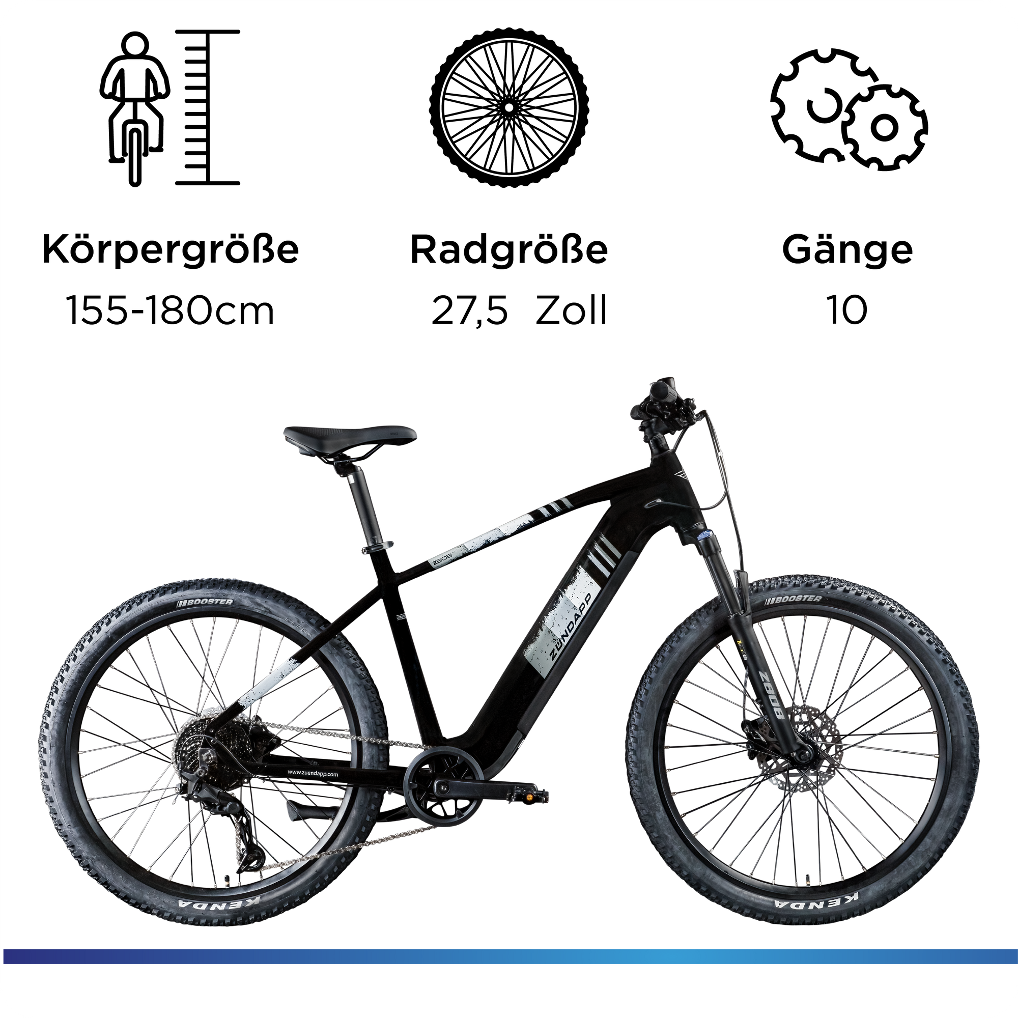 Zndapp Z808 E Bike Mountainbike 27,5" fr Damen und Herren ab 155 cm  Pedelec 10 Gang Elektrofahrrad 540Wh Scheibenbremsen | pentagonsports.de