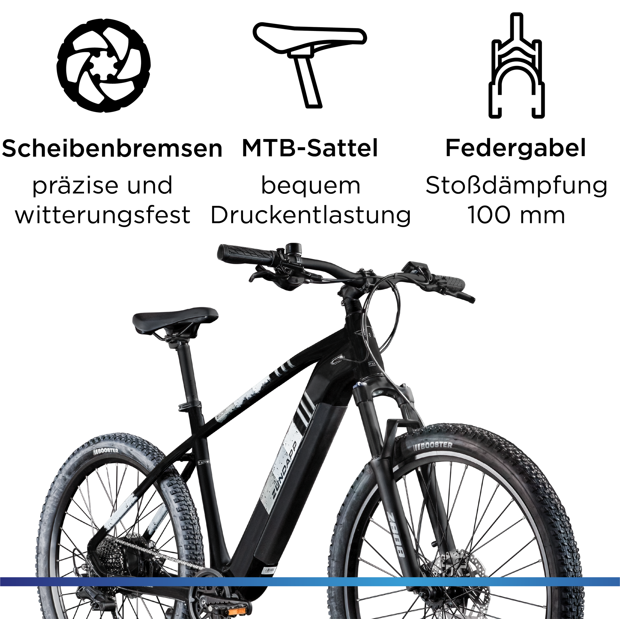 Zndapp Z808 E Bike Mountainbike 27,5" fr Damen und Herren ab 155 cm  Pedelec 10 Gang Elektrofahrrad 540Wh Scheibenbremsen | pentagonsports.de