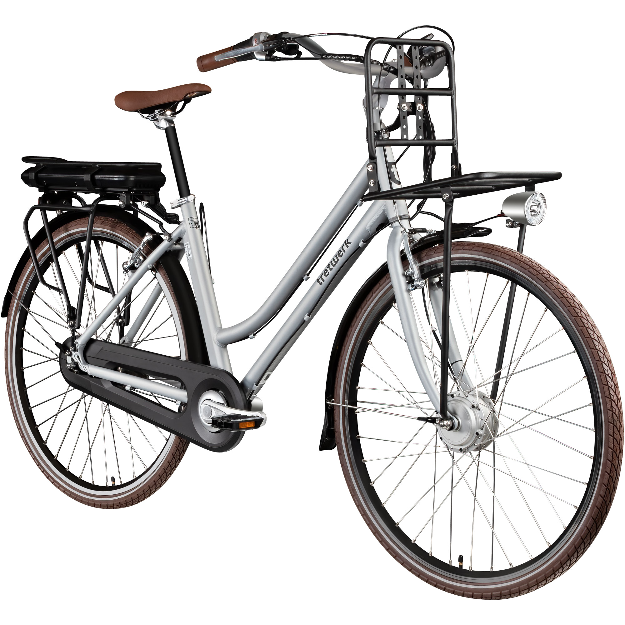 Tretwerk Sophia E Bike 28" Damen Elektrofahrrad 374Wh Hollandrad silber  49cm | eBay.de