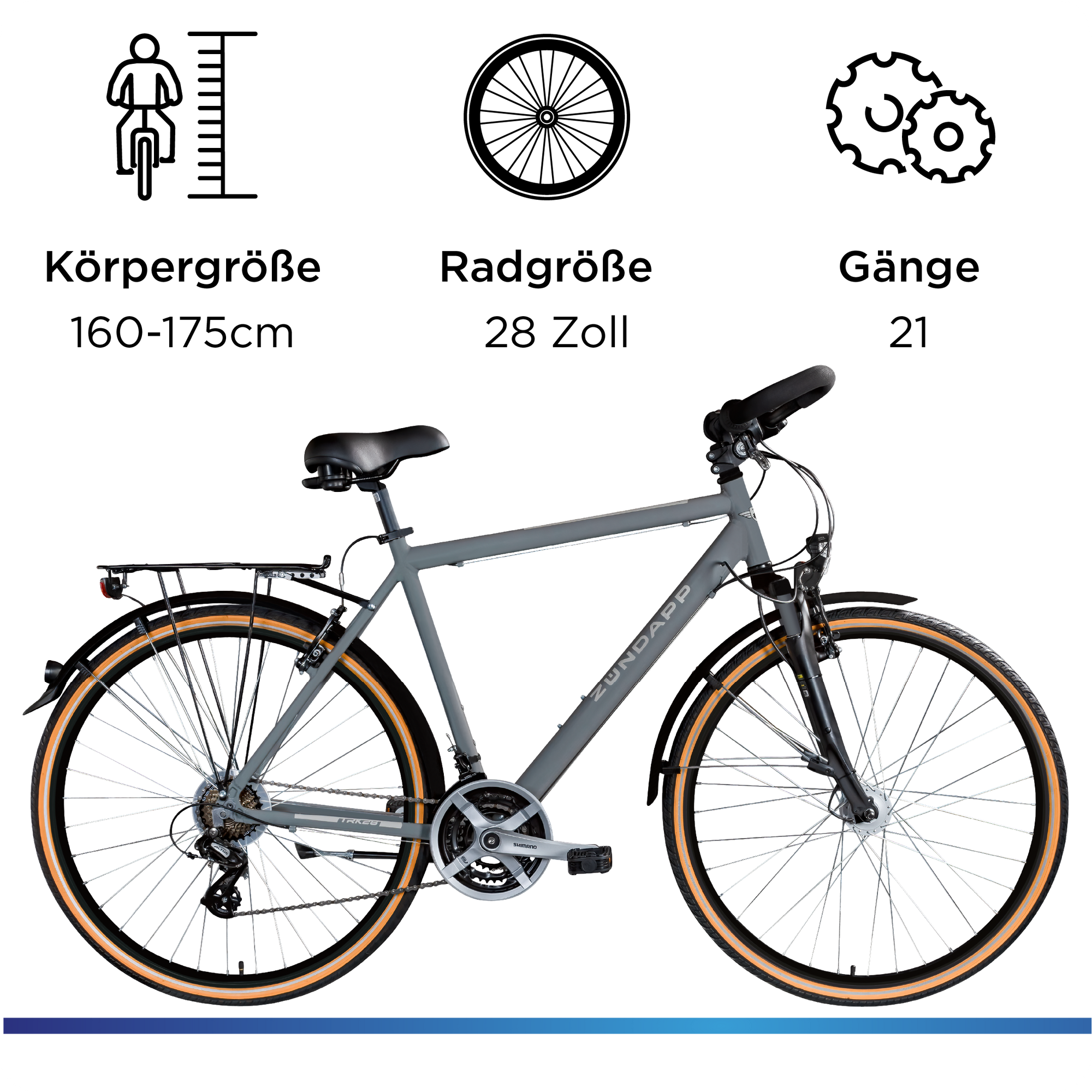 Zndapp T700 Trekkingrad Damen Herren 28 Zoll ab 160 cm Fahrrad Trekking Rad  21 Gang StVZO Trekkingbike | pentagonsports.de
